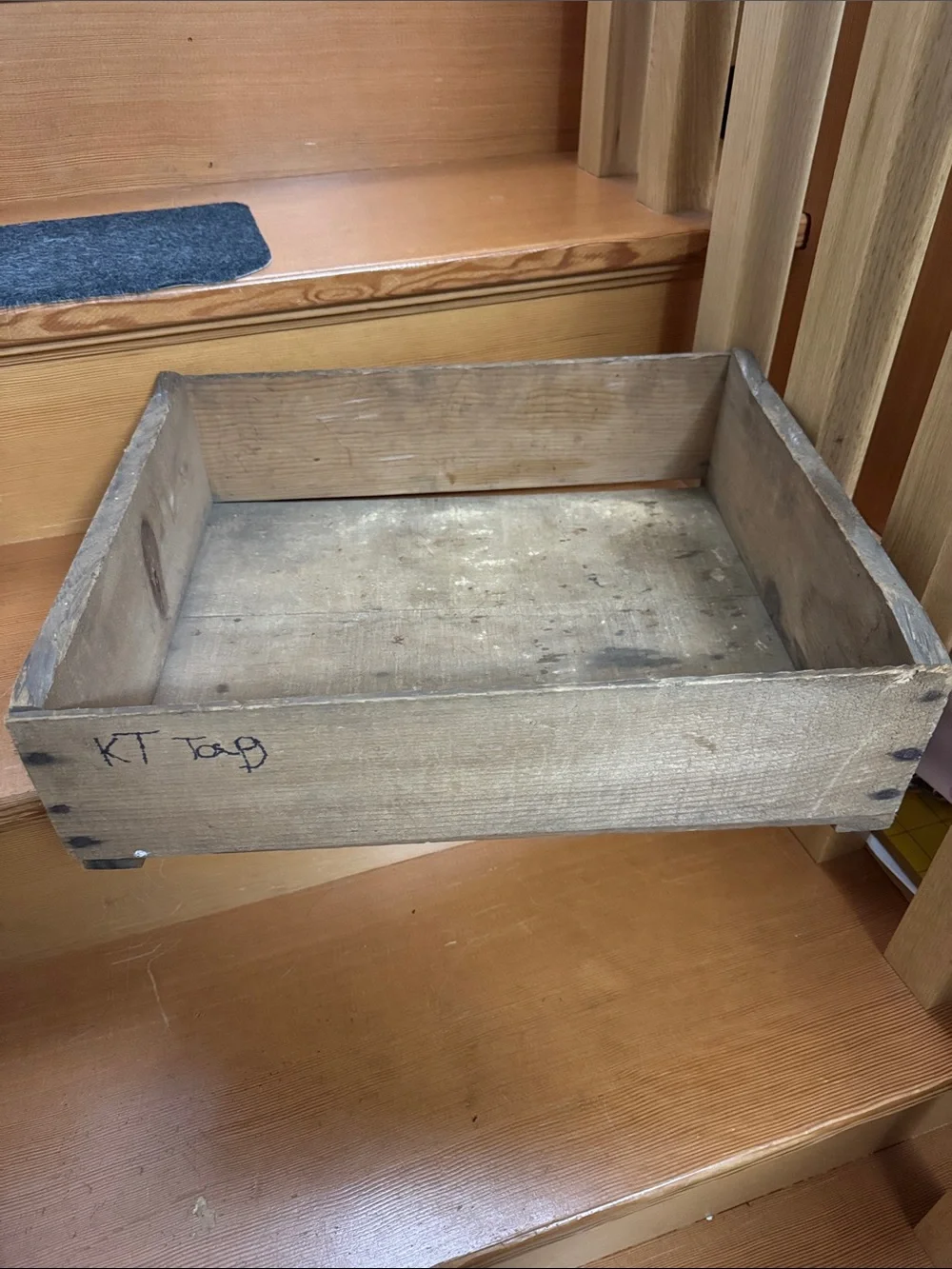 Vintage MCM Wooden Crate with 'PINKHAM' Graphics, farmhouse rustic primitive